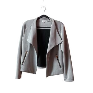 Calvin Klein open-front knit textured flyaway/draped Lightweight Blazer
